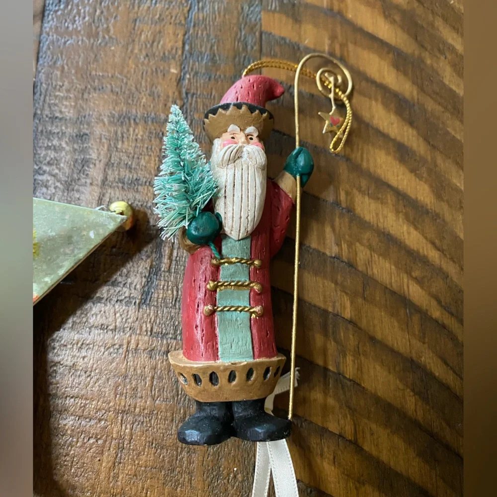 Variety of Christmas Santa Ornaments Lot of 7